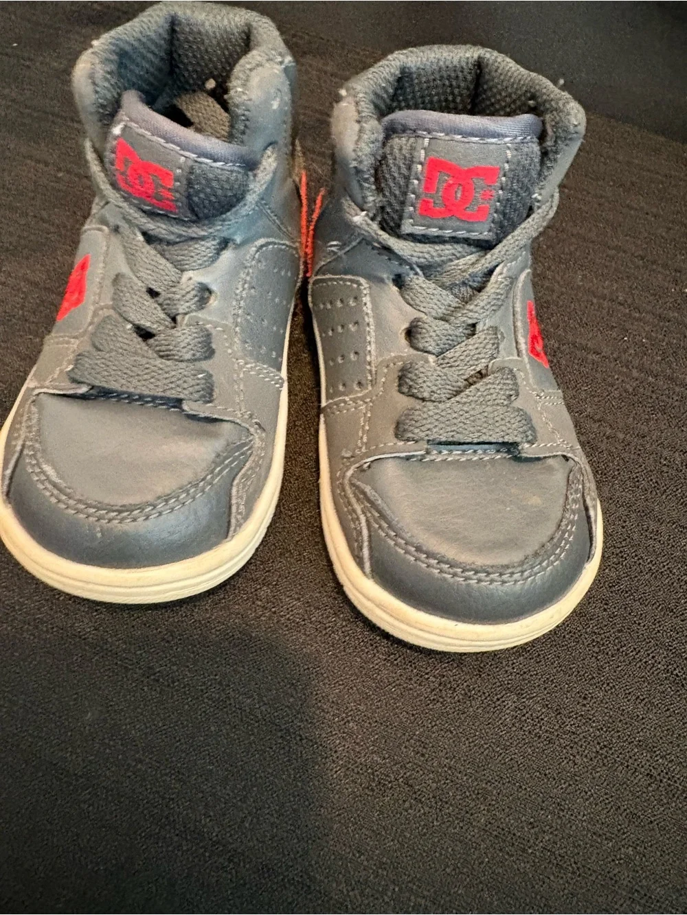 DC Spark High RS toddler sneakers in grey and red size 5
